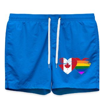 Kanada Regenbogen Flagge Herz used - Badeshorts - Cobalt blue - Vorne - AI Model Male 185 light (185cm)