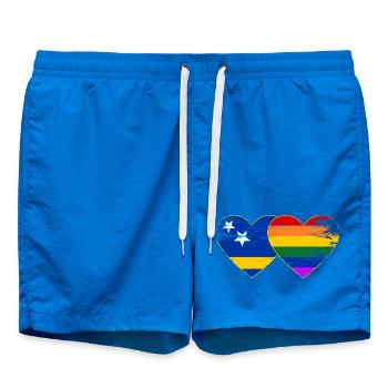 Curacao Regenbogen Flagge Herz used - Badeshorts - Cobalt blue - Vorne - AI Model Male 185 light (185cm)