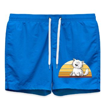 Katze Vintage Retro Sonnenuntergang Katzenhumor - Badeshorts - Cobalt blue - Vorne - AI Model Male 185 light (185cm)