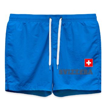 SVIZZERA - SCHWEIZ Trikot Look - mit Fahne Flagge - Badeshorts - Cobalt blue - Vorne - AI Model Male 185 light (185cm)