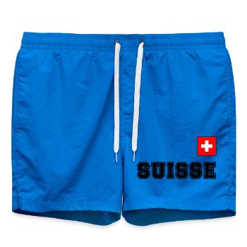 SUISSE - SCHWEIZ Trikot Look - mit Fahne Flagge - Badeshorts - Cobalt blue - Vorne - AI Model Male 185 light (185cm)