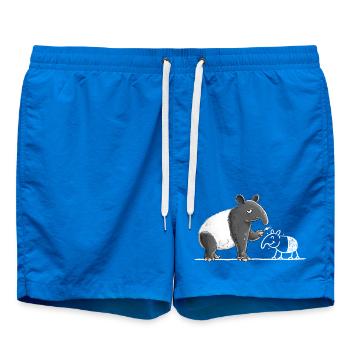 Tapir Tiermotiv lustig Strichzeichnung Cartoon - Badeshorts - Cobalt blue - Vorne - AI Model Male 185 light (185cm)