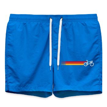 Sunset Stripes Bike Silhouette - Swim Trunks - cobalt blue - Front