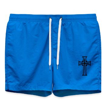 Christian Cross - Swim Trunks - cobalt blue - Front - AI Model Male 185 light (185cm)