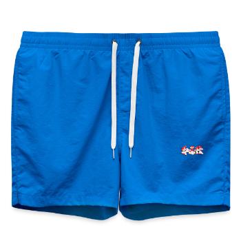 Urbane Graffiti in kräftigem Rot und Weiß - Badeshorts - Cobalt blue - Vorne - AI Model Male 185 light (185cm)