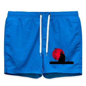 Black wolf, forest and sunset - Swim Trunks - cobalt blue - Front