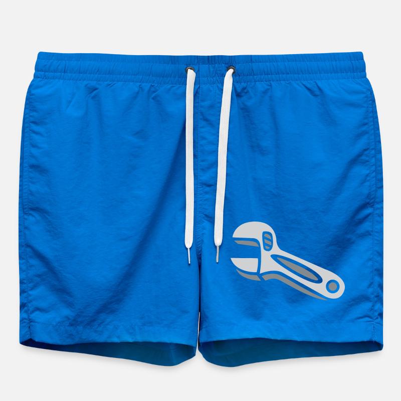 Comic Wrench Tool Illustration - Swim Trunks - cobalt blue