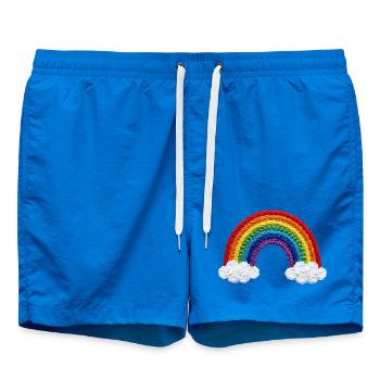 Rainbow in embroidered look (printed) - Swim Trunks - cobalt blue - Front