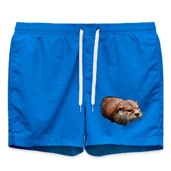 Natur-Kunst: Otter Portrait Digital Art Design - Badeshorts - Cobalt blue - Vorne - AI Model Male 185 light (185cm)