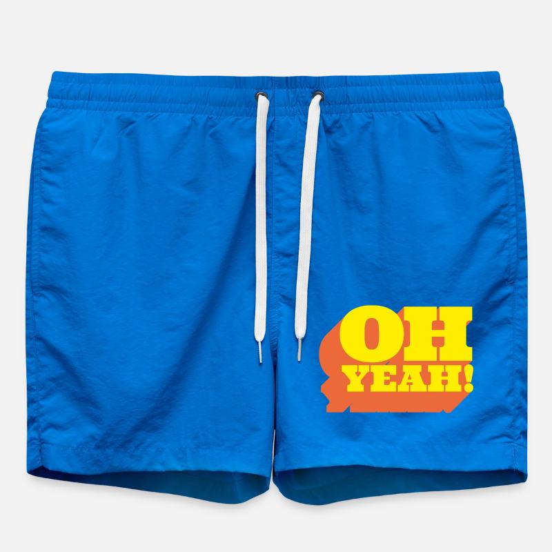 Oh Yeah! Positiver Statement-Spruch im Retro-Look - Badeshorts - Cobalt blue