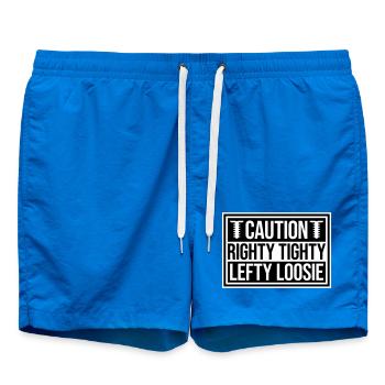 Righty Tighty Lefty Loosie Funny DIY Logo - Swim Trunks - cobalt blue - Front