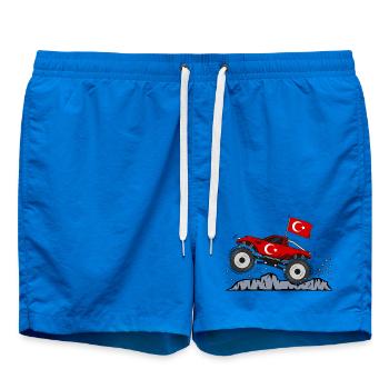 Monster Truck Turkey Flag - Swim Trunks - cobalt blue - Front