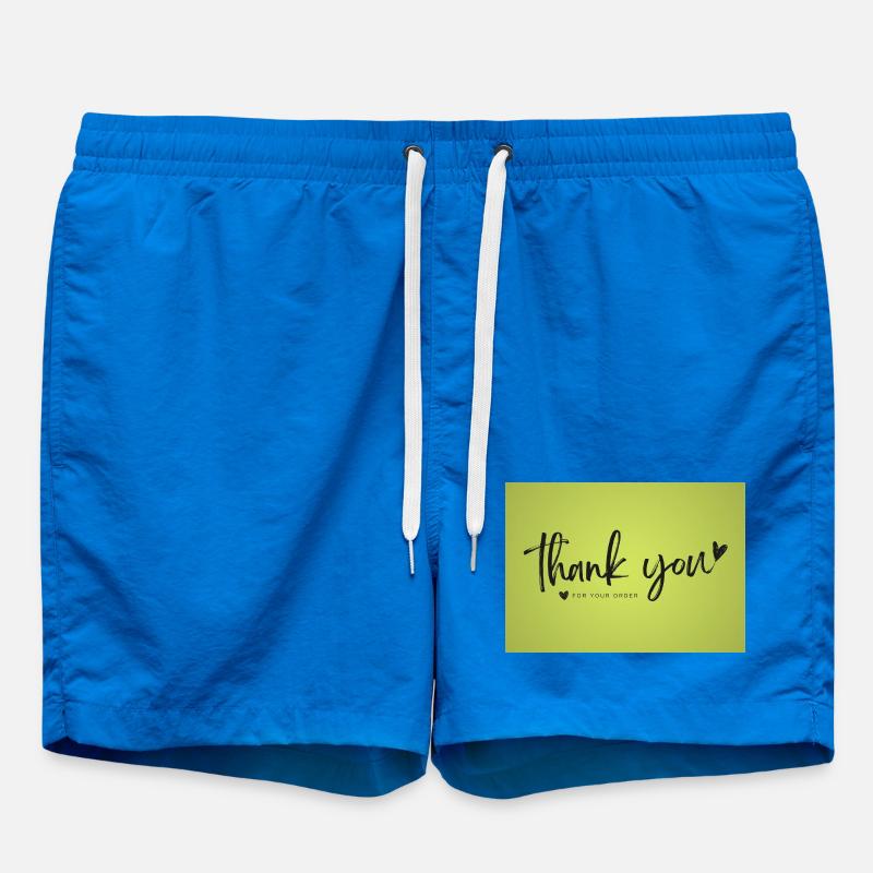 Thank You Script on Lime Green - Swim Trunks - cobalt blue