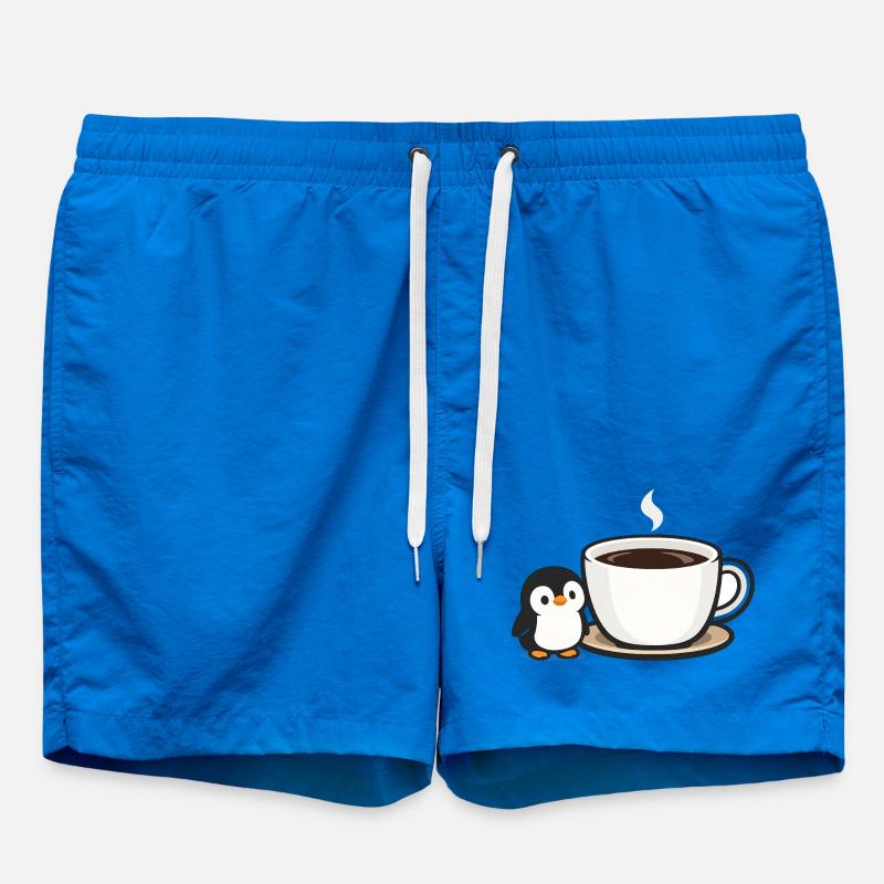 Kaffeepinguin mit Tasse Design - Badeshorts - Cobalt blue