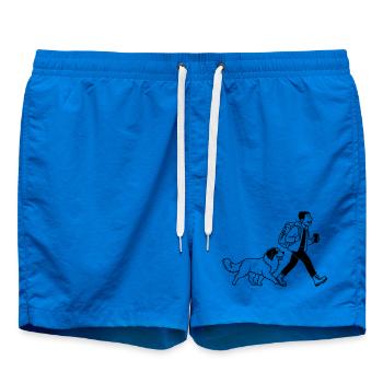 Wanderer with Dog – Outdoor Design, Line Art - Swim Trunks - cobalt blue - Front