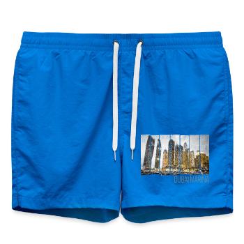 Dubai Marina in VAE Skyline Vintage Panorama - Badeshorts - Cobalt blue - Vorne - AI Model Male 185 light (185cm)