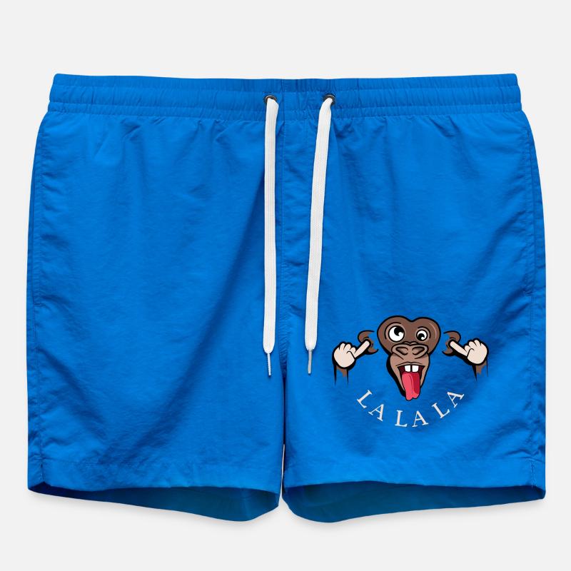 funny monkey lalala symbol illustration tongue - Swim Trunks - cobalt blue
