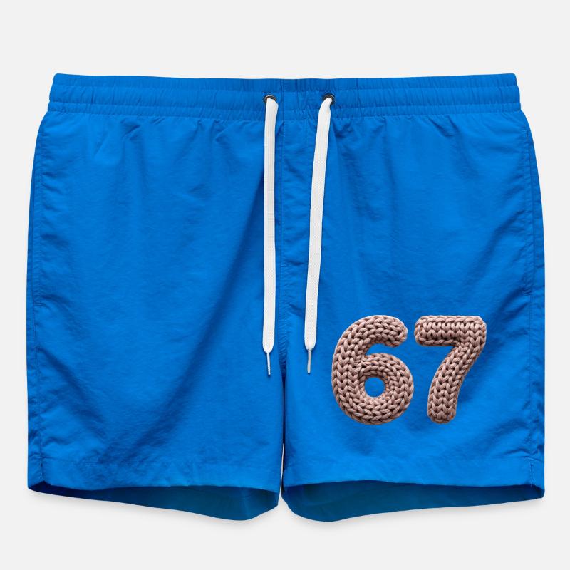 67 Memes – Pink Knitting Pattern Number - Swim Trunks - cobalt blue
