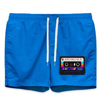 Retro Cassette Pixel Art - Swim Trunks - cobalt blue - Front - AI Model Male 185 light (185cm)