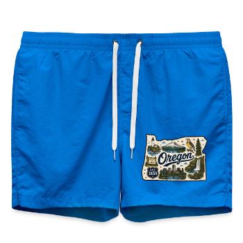 Oregon Beaver State Vintage Travel Sticker - Swim Trunks - cobalt blue - Front - AI Model Male 185 light (185cm)