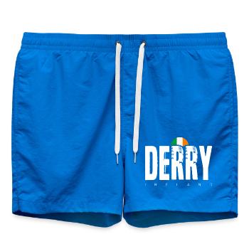 Derry Ireland Distressed Wordmark - Swim Trunks - cobalt blue - Front