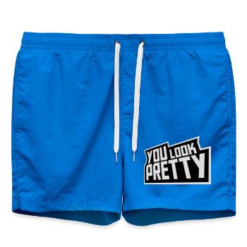 You Look Pretty Funny Complement Self Love Logo - Swim Trunks - cobalt blue - Front