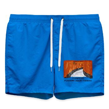 Japan, Kyoto, Fushimi Inari Taisha Torii Drawing - Swim Trunks - cobalt blue - Front