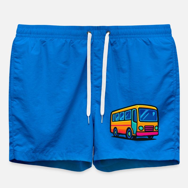 Comic Bus Illustration - Swim Trunks - cobalt blue