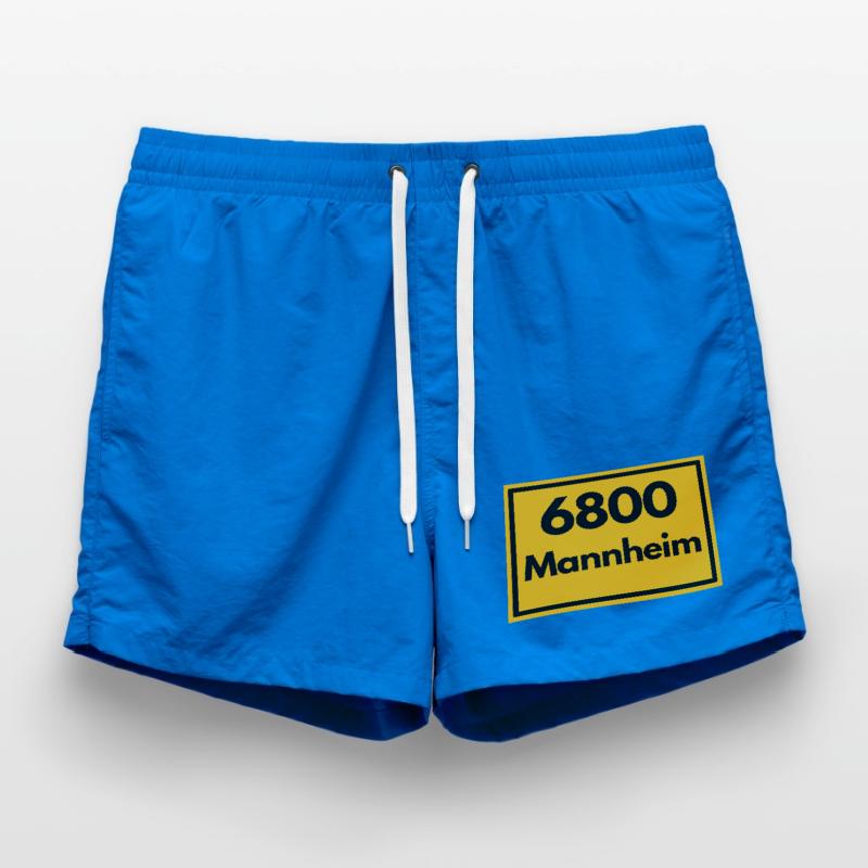OLD POSTCODE POSTCODE RETRO 6800 MANNHEIM Squares Swim Trunks