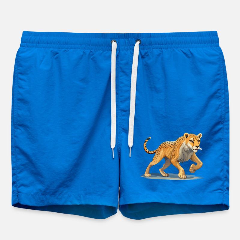 Dynamic Cheetah Illustration - Swim Trunks - cobalt blue