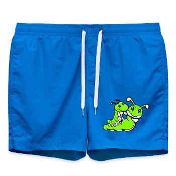 2 friends riding caterpillar father mother child dad mom - Swim Trunks - cobalt blue - Front