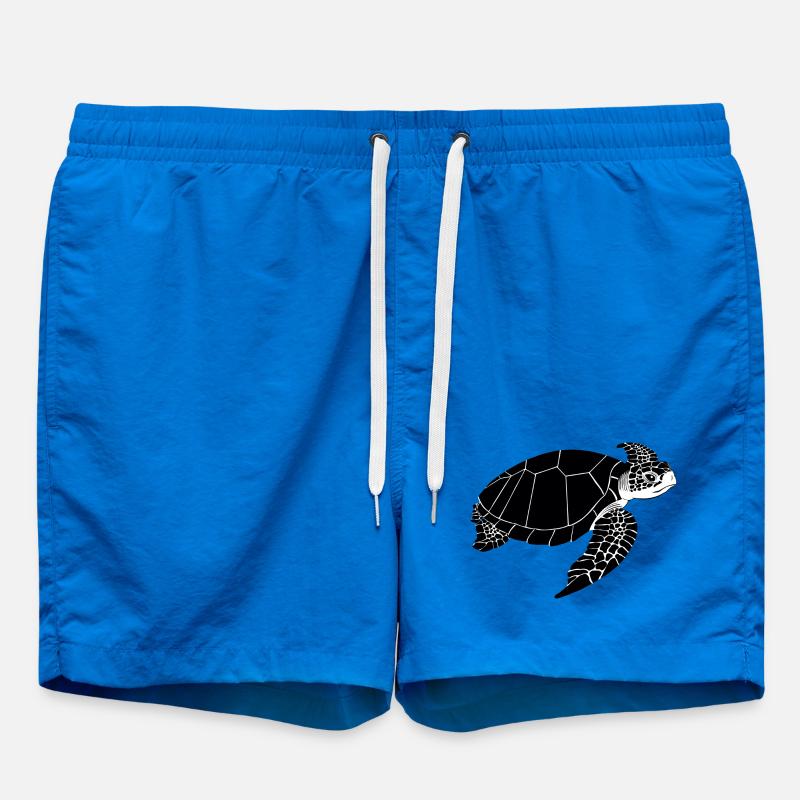 Turtle Black & White - Swim Trunks - cobalt blue