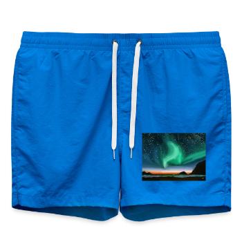 Northern Lights - oil painting - Swim Trunks - cobalt blue - Front