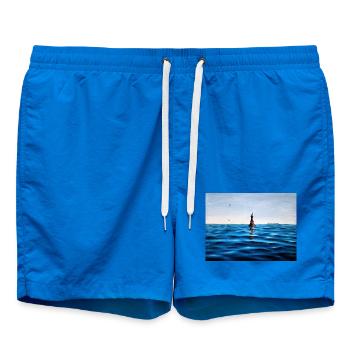 Lighthouse over Calm Blue Adriatic Sea Croatia - Swim Trunks - cobalt blue - Front