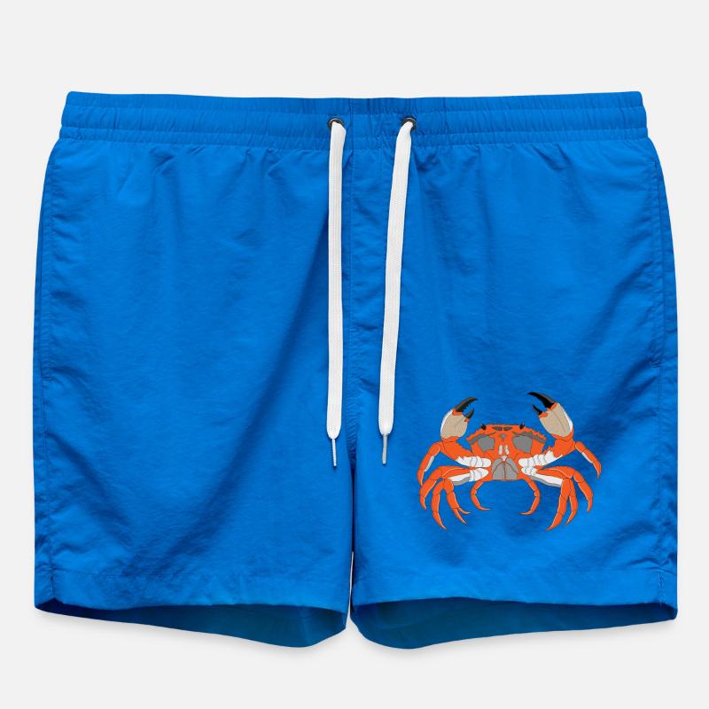Crab Print - Swim Trunks - cobalt blue