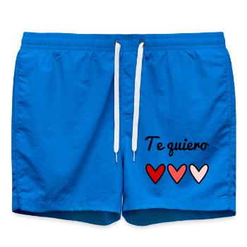 I LOVE YOU. HEART. COUPLE. JUST MARRIED. Bachelorette party - Swim Trunks - cobalt blue - Front