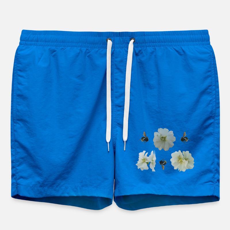 Hollyhocks with bumblebees - Swim Trunks - cobalt blue