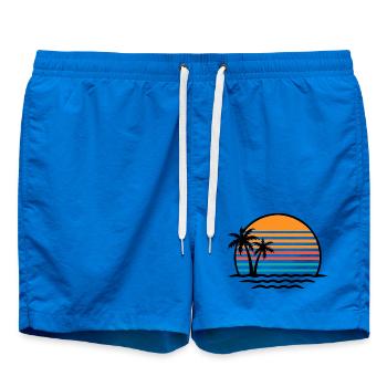 Sunset Retro Palmen - Badeshorts - Cobalt blue - Vorne