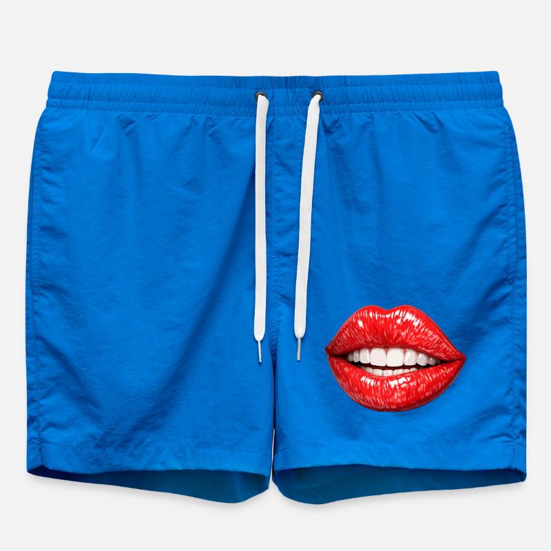 Bright Red Lips Smile - Swim Trunks - cobalt blue