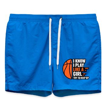 Ich weiß, ich spiele wie ein Mädchen – Basketball-Zitat - Badeshorts - Cobalt blue - Vorne