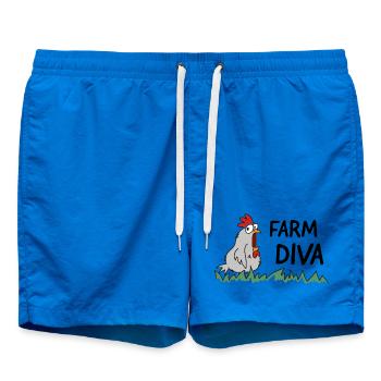 farm diva Hühnerliebe Bäuerin Hendl - Badeshorts - Cobalt blue - Vorne