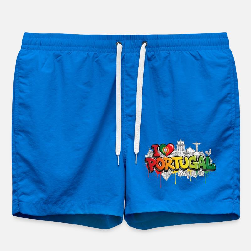 Drapeau portugais Monuments Graffiti Art - Short de bain - cobalt blue