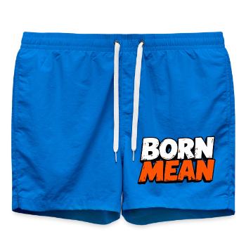 Born Mean – Distressed Text Design - Swim Trunks - cobalt blue - Front