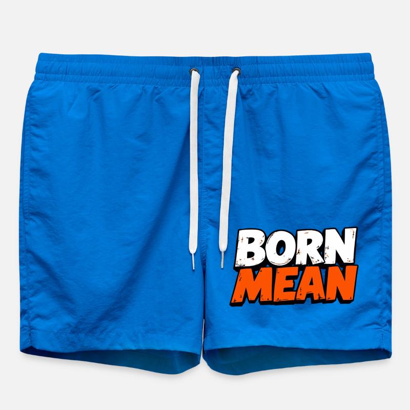 Born Mean – Distressed Text Design - Badeshorts - Cobalt blue