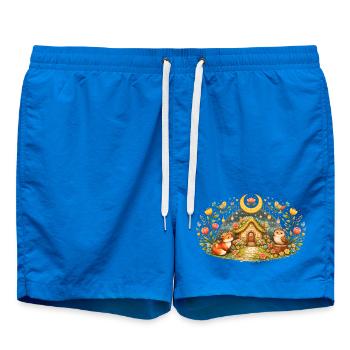 Magical Spring House with Fox and Owl - Swim Trunks - cobalt blue - Front