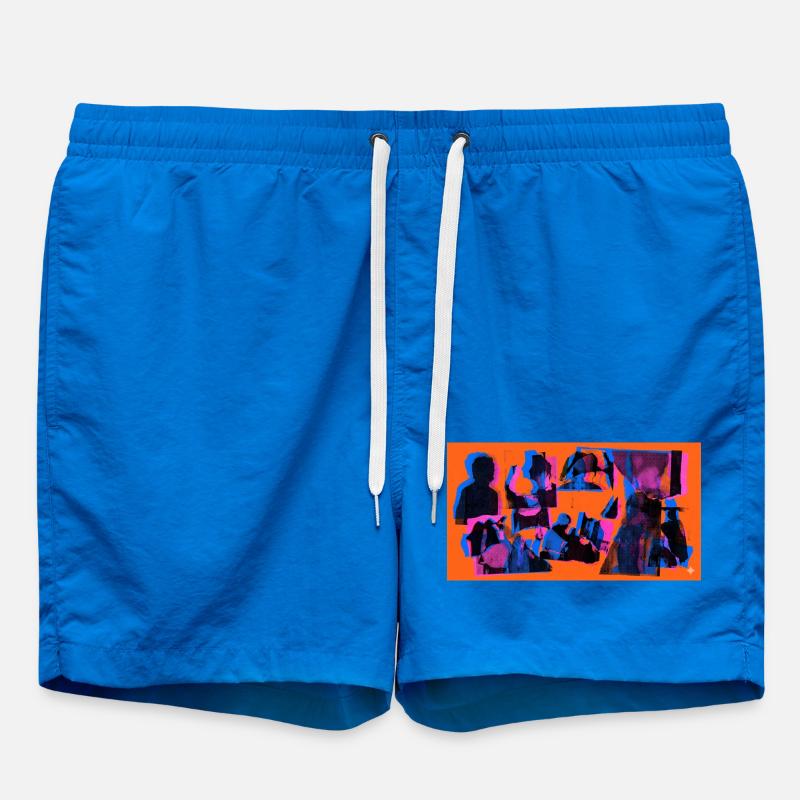 Collage Pop Silhouettes - Swim Trunks - cobalt blue