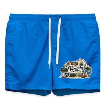 Virginia Old Dominion State Vintage Sticker - Swim Trunks - cobalt blue - Front - AI Model Male 185 light (185cm)