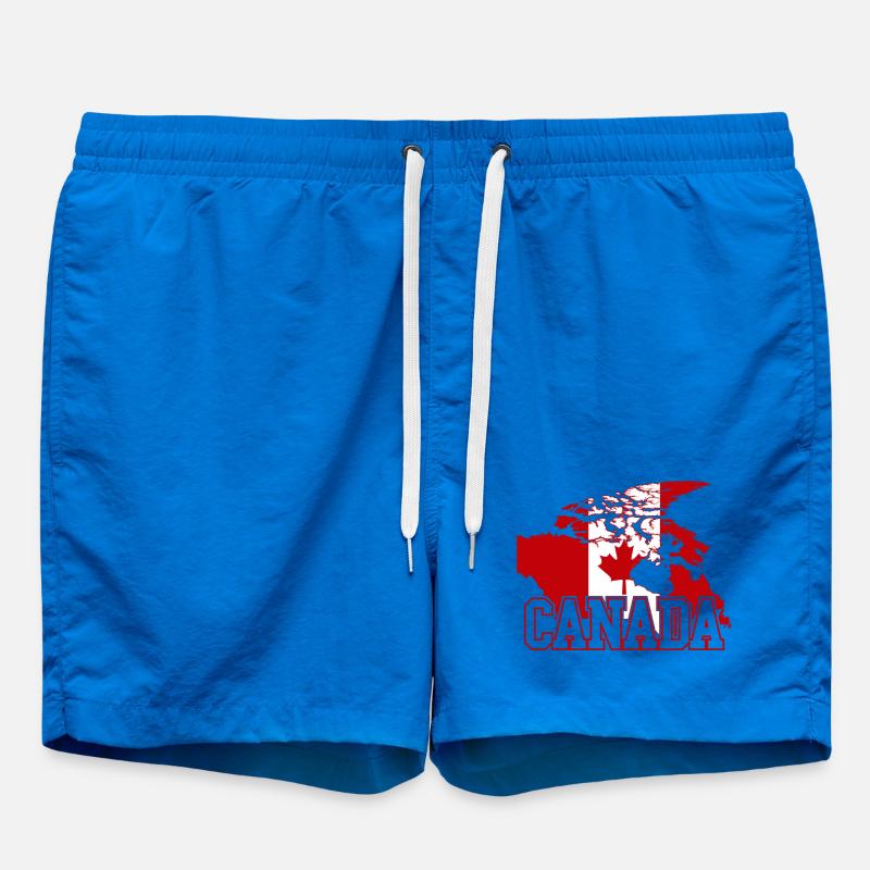 Canada Maple Flag Globe Tee - Swim Trunks - cobalt blue