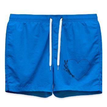 Line Art Coeur - Fleurs sauvages, Personnalisable - Short de bain - cobalt blue - Devant