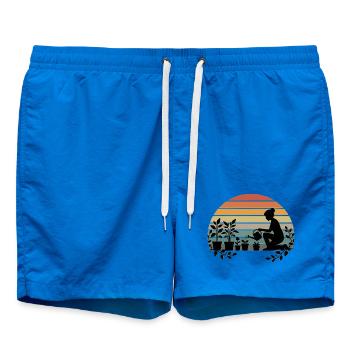 Gärtnerin im Retro Sonnenuntergang - Badeshorts - Cobalt blue - Vorne - AI Model Male 185 light (185cm)